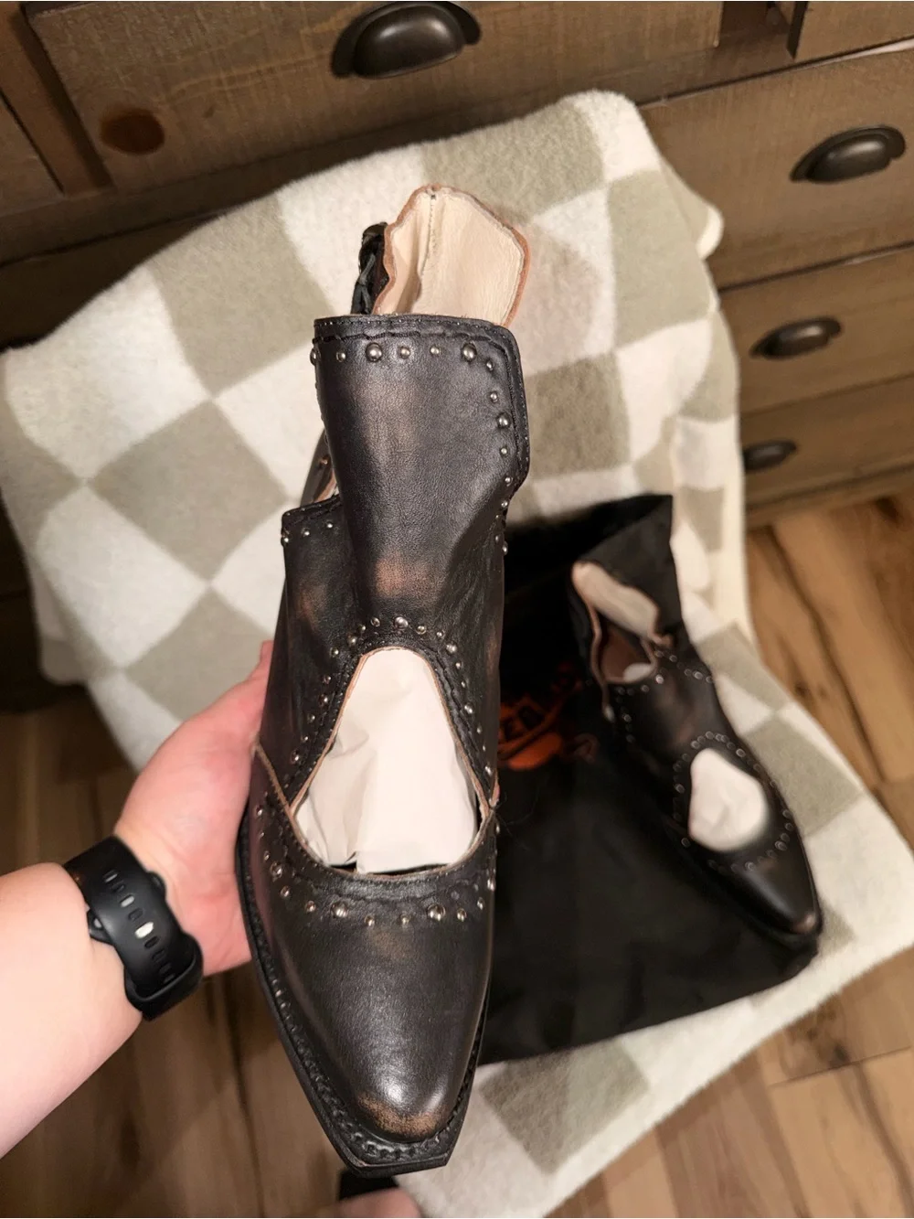 freebird Black Leather Cutout Ankle Booties